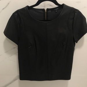 The perfect faux leather Olivaceous Top!